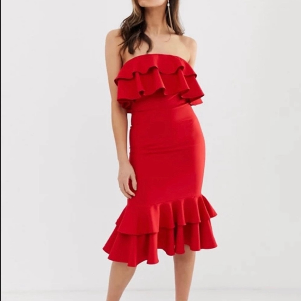 Chi chi London tall red strapless dress